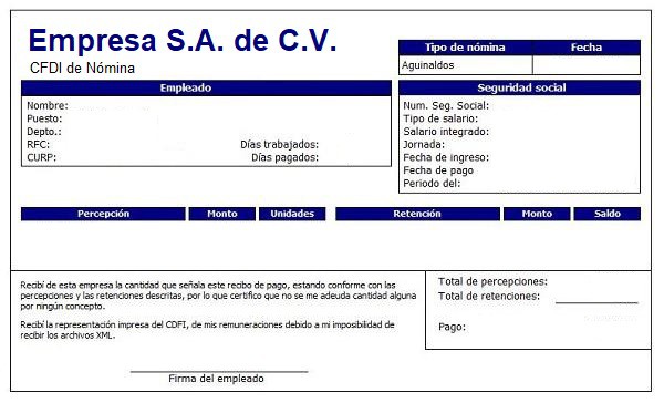 Ejemplo de CFDI de Nómina