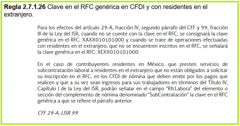 Regla 2.7.1.26 CFF