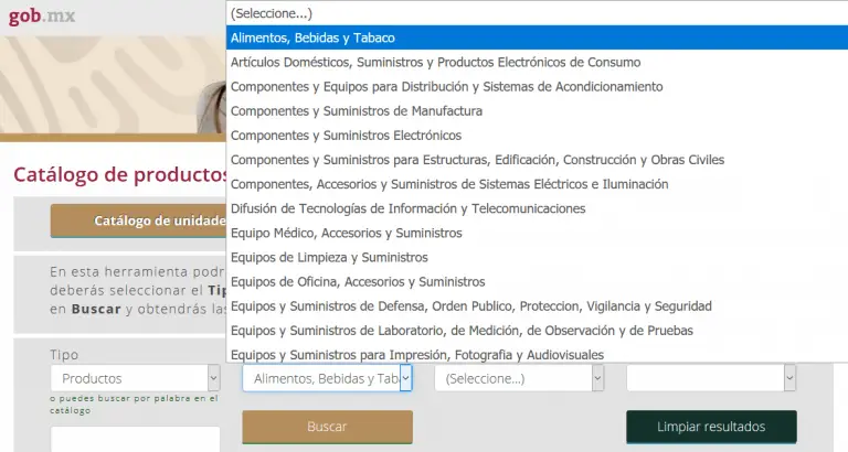 Buscar en el Catalogo de Productos y Servicios - Paso 2