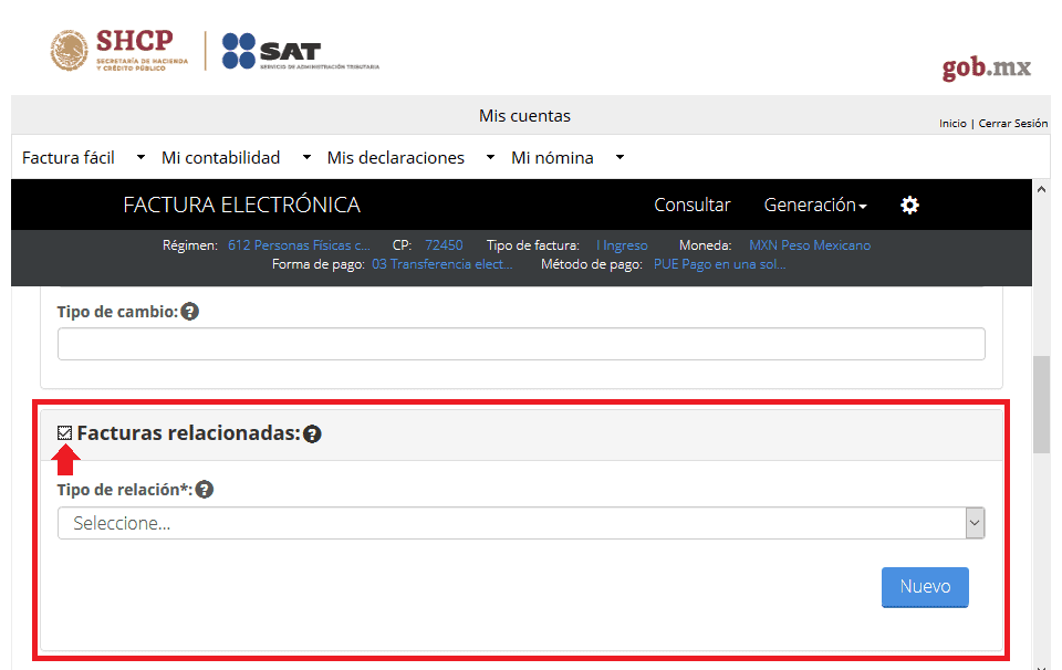 tipos de relación cfdi