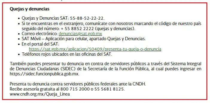 Quejas y Denuncias SAT